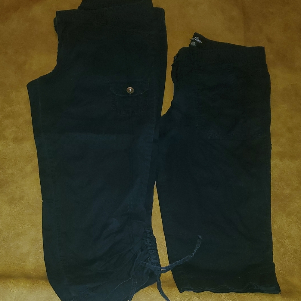 Womens Guess Black Drawstring Pants - Set of 2